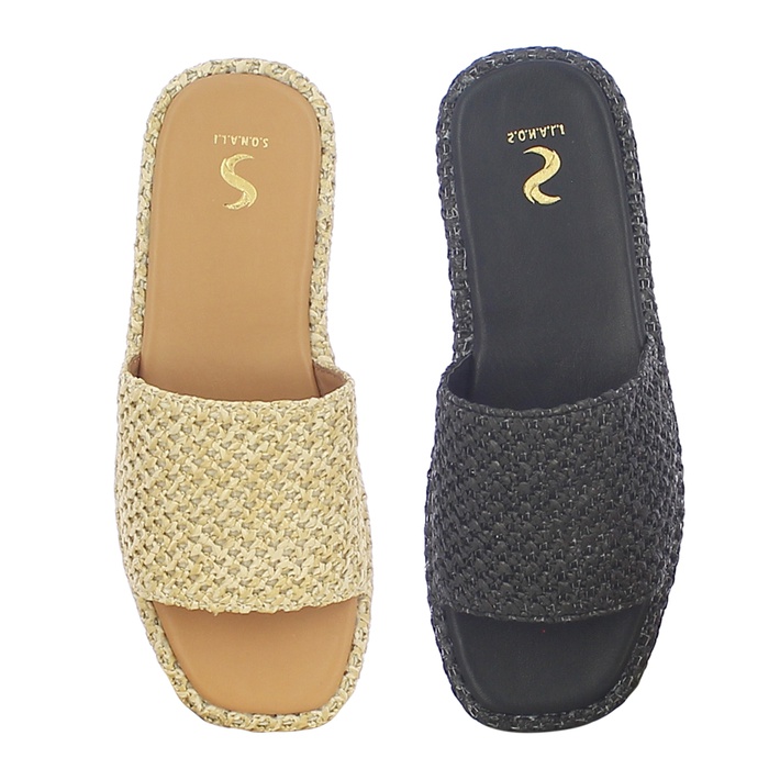 Heel Raffia with Leather Sandal