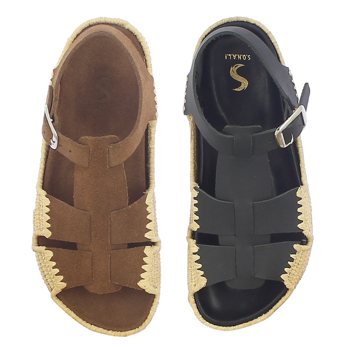 Raffia & Leather with Crape