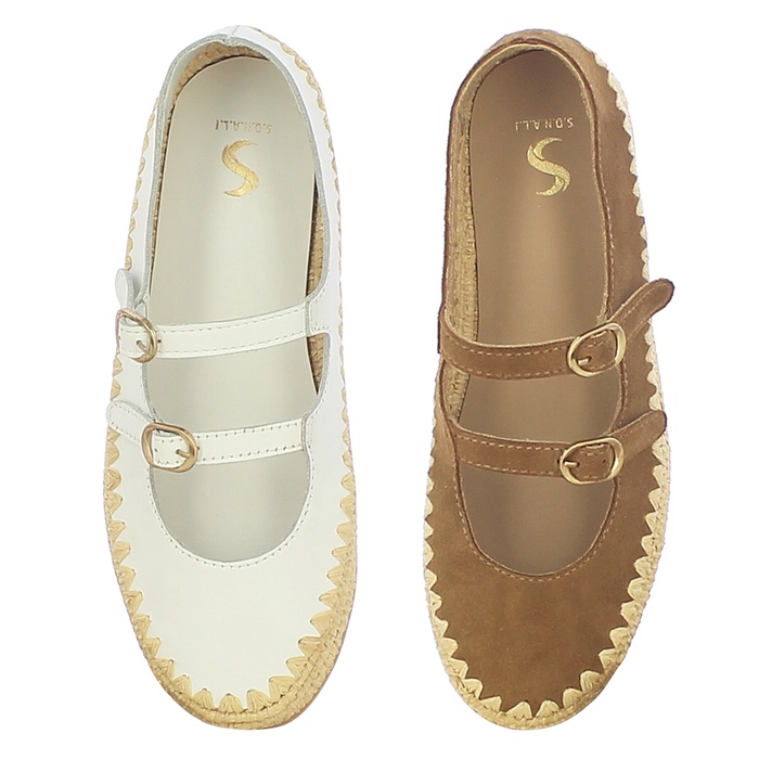 Raffia & Leather With Crape Rubber