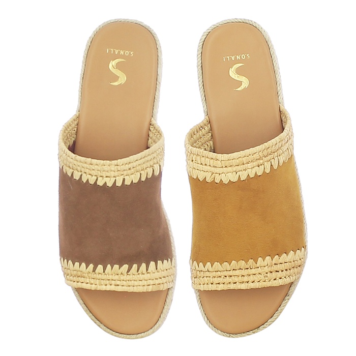 Raffia With Leather Sandal